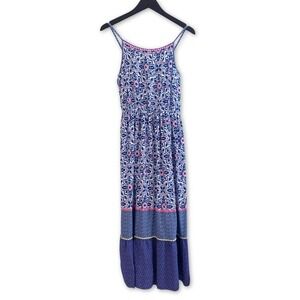 Cherokee Maxi Dress Girls XL Blue Pink Floral Cute Strappy Summer Vacation Boho